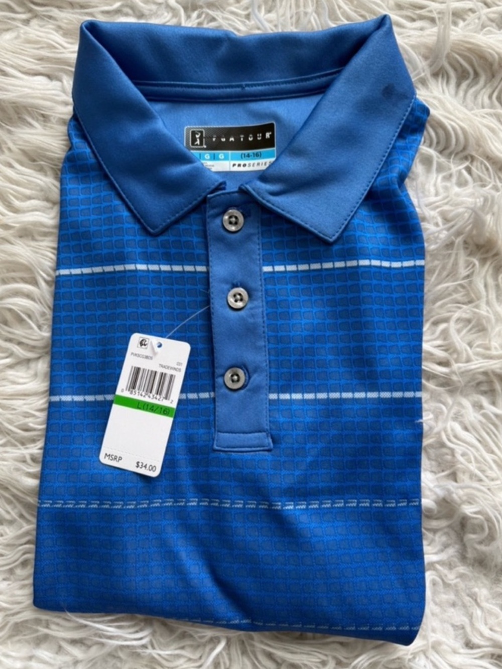 NWT PGA Tour Boy’s Blue Polo Golf Shirt